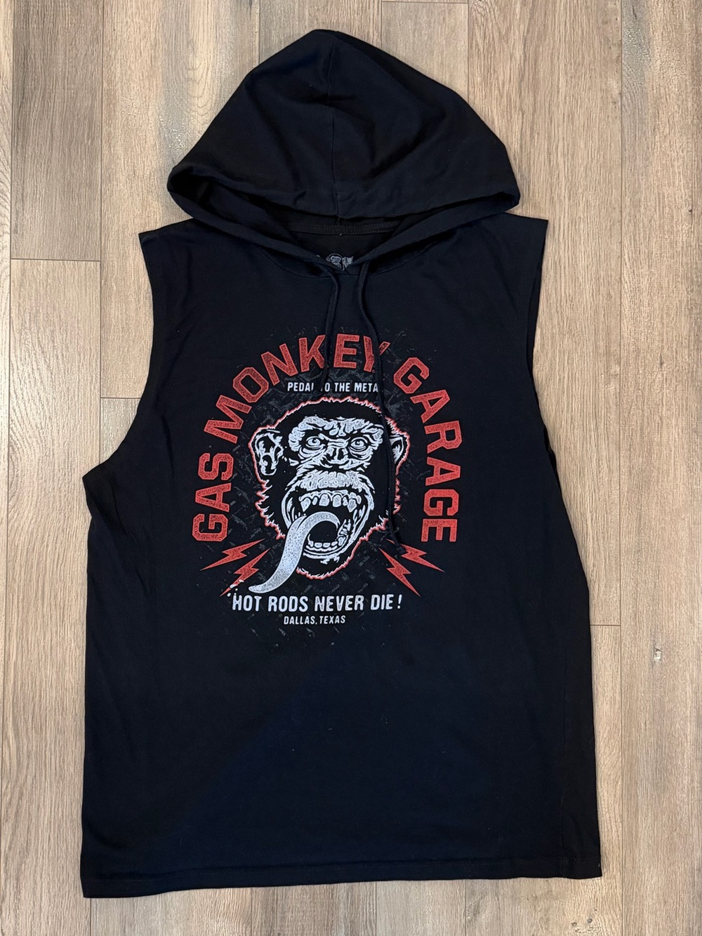 Garage Black Tee with Red and White Monkey Graphic